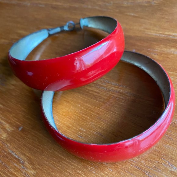 Red Hoop Earrings - Picture 1 of 4